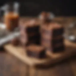 Decadent keto cocoa brownies on a rustic wooden table