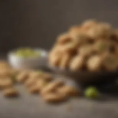 An artistic arrangement of pistachios beside freshly baked cookies, highlighting their complementary nature.