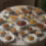A beautifully arranged kosher Passover lunch table with traditional dishes