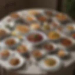 A beautifully arranged kosher Passover lunch table with traditional dishes