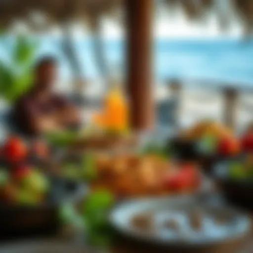 Traditional Hawaiian feast with assorted dishes