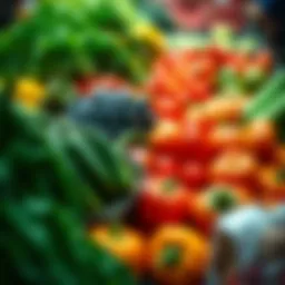 Vibrant selection of fresh fruits and vegetables at Norfolk's market