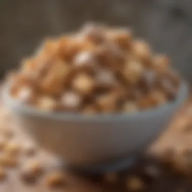 A bowl filled with finished puppy chow ready for enjoyment.