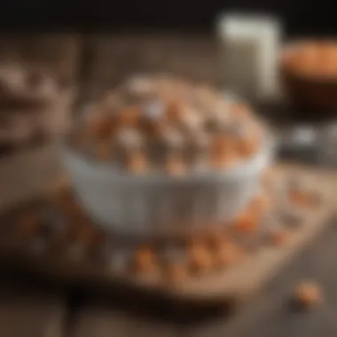 Variations of puppy chow displayed on a rustic table.