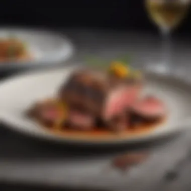 Elegant Presentation of Beef Tender Dish A beautifully plated beef tender dish garnished and ready to serve