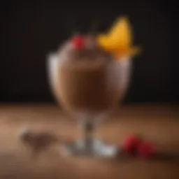 A beautifully arranged chocolate mousse dessert in an elegant glass