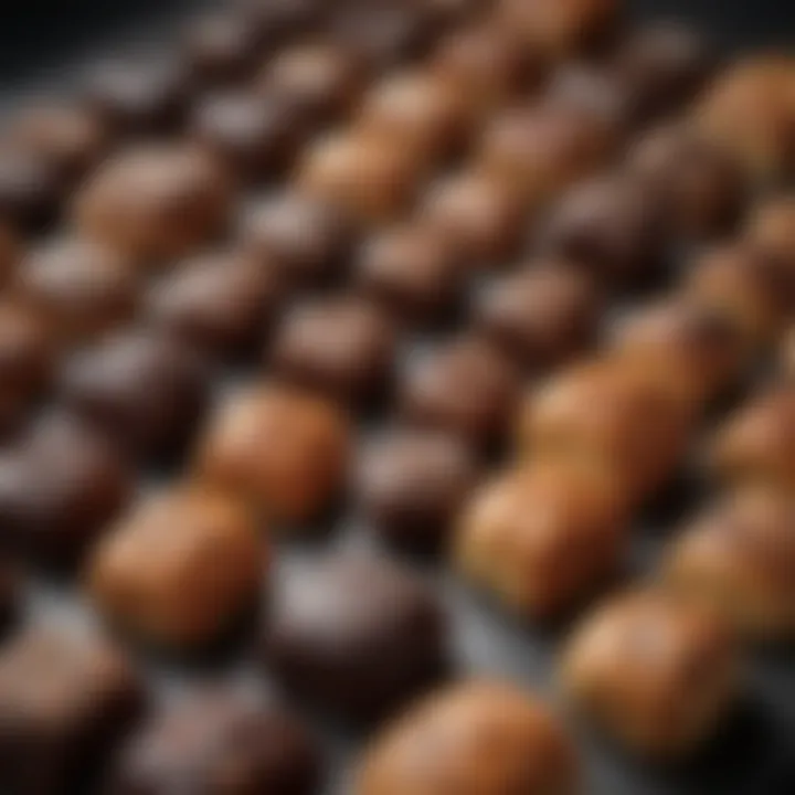 Assorted chocolates used in pain au chocolat, showcasing variety