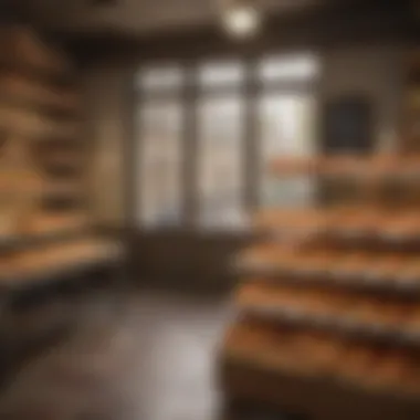 Panoramic view of a quaint French bakery featuring pain au chocolat