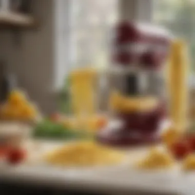 Ingredients for pasta preparation displayed on a kitchen countertop