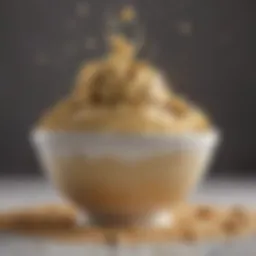 Close-up view of cookie dough batter swirling in a bowl