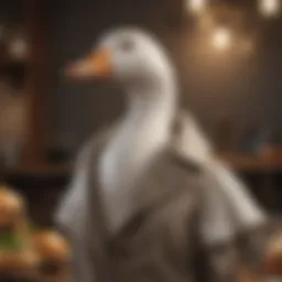 Elegant goose in a stylish coat