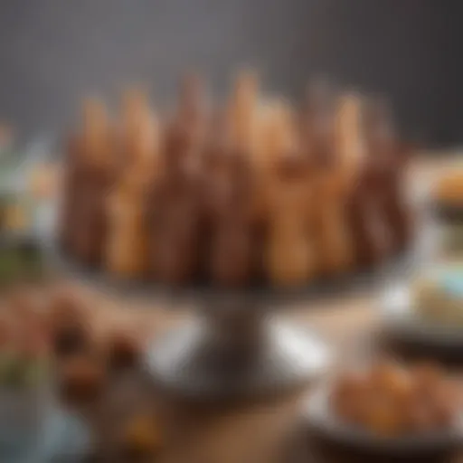 An elegant display of mini chocolate Easter bunnies arranged on a festive table.