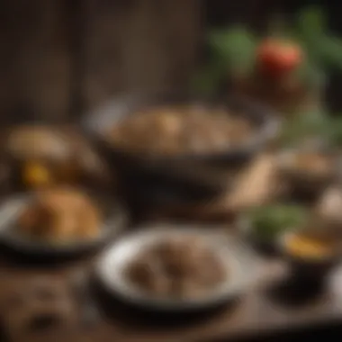 A table with traditional dishes featuring mushrooms from different cultures