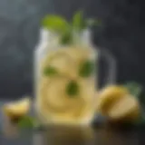 A glass jar filled with refreshing lemonade garnished with mint leaves and lemon slices