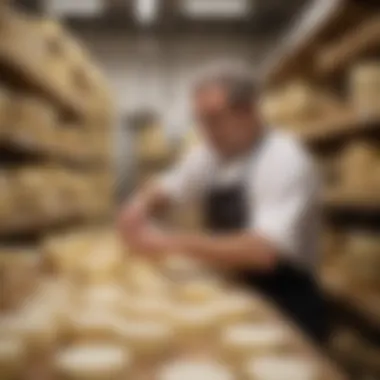 Artisan cheese being crafted in a traditional dairy