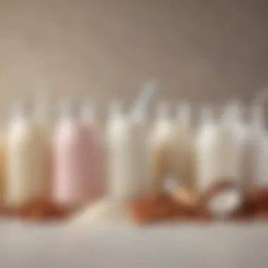 Comparison of Milk Alternatives A vibrant spread of different milk alternatives including almond milk, coconut milk, and oat milk.