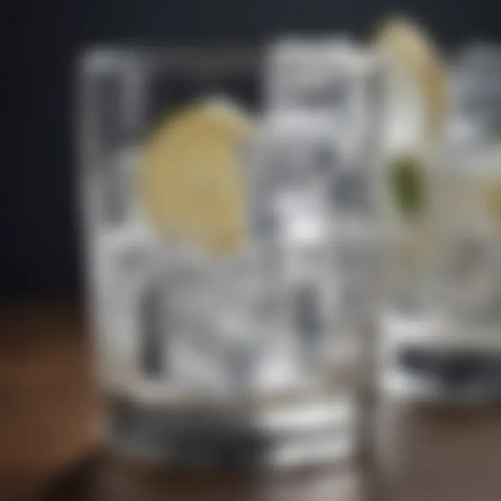 Elegant ice cubes in a highball glass