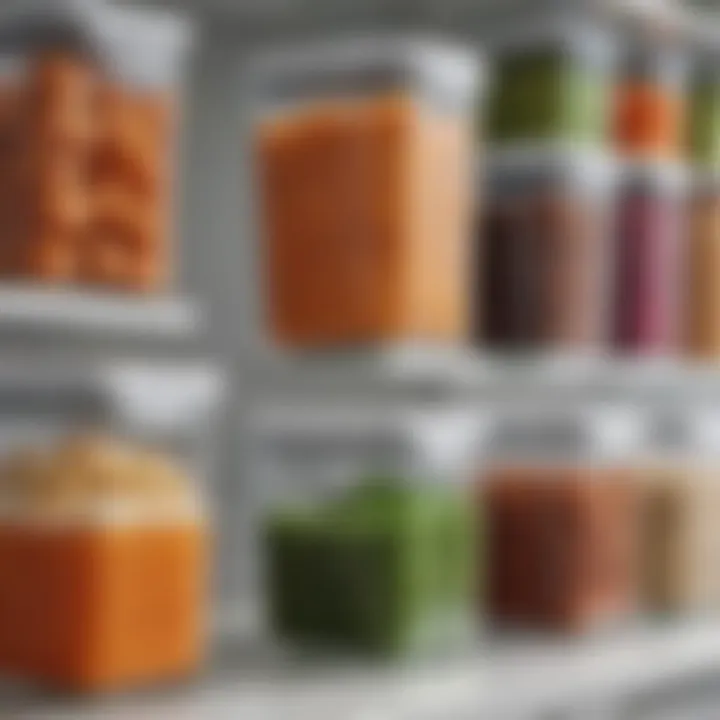 Close-up view of the innovative features of the Oxo containers, emphasizing usability.