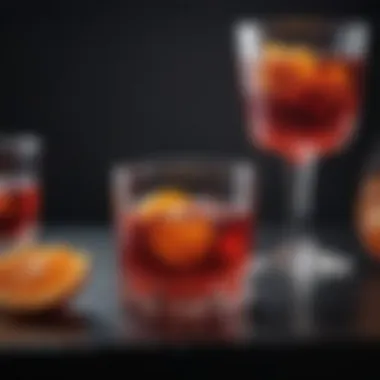 Modern design glass highlighting presentation of Negroni