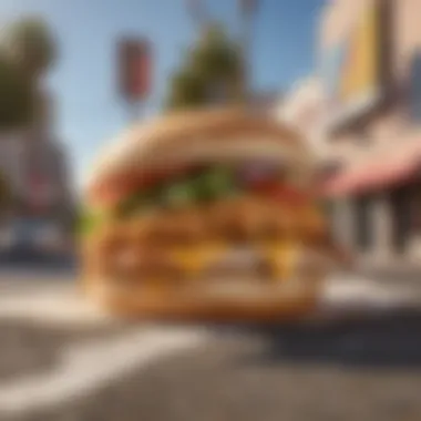 A scenic view of a popular chicken sandwich spot in Los Angeles