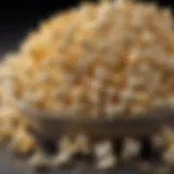 A close-up of gourmet popcorn sprinkled with various flavored salts.
