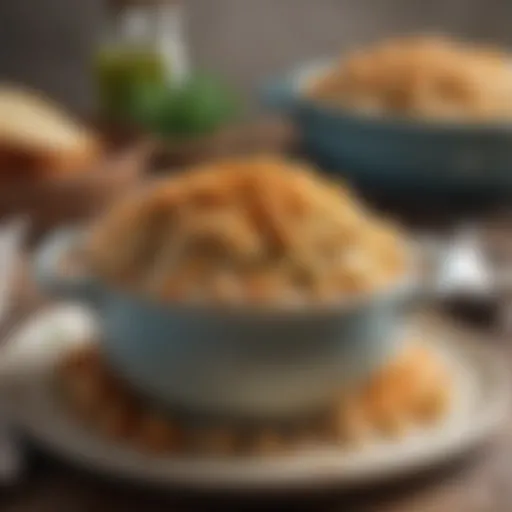 A visually appealing bowl of tuna casserole topped with crispy breadcrumbs
