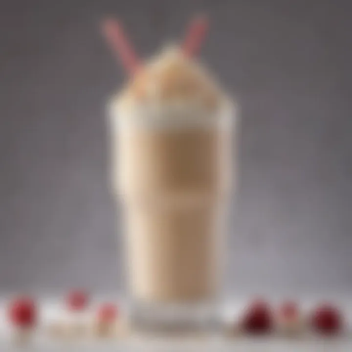 A close-up of a healthy milkshake in a glass, highlighting its rich texture and vibrant color