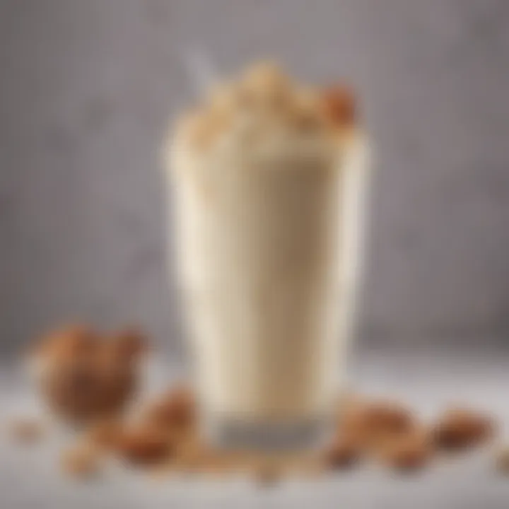 A creamy, delicious homemade milkshake topped with nuts and seeds for added texture