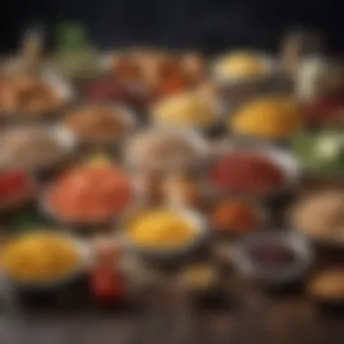 Diverse Ingredients for Budget Meals A vibrant assortment of affordable ingredients showcasing culinary diversity