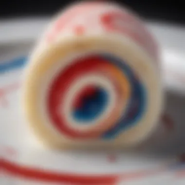 Close-up of the Layered Colors in the Jelly Roll A close-up of the jelly roll showcasing the layered colors