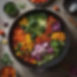 An assortment of vibrant vegetables in a cast iron skillet