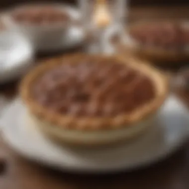 A beautifully arranged table setting featuring ketogenic pecan pie alongside complementary dishes