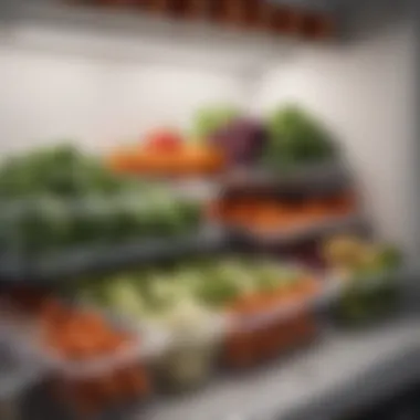 Assorted vegetables in various storage containers