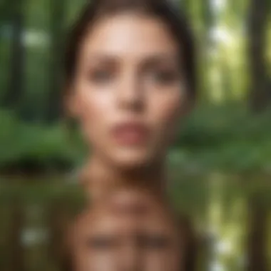 Self-Reflection in Nature An individual in reflection surrounded by nature