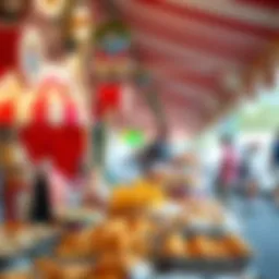 A vibrant display of traditional fair foods