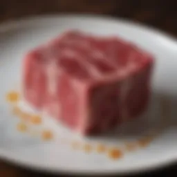 A pristine cut of Kobe beef highlighting its marbling