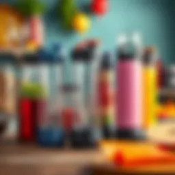 A collection of stylish blender bottles showcasing their unique designs