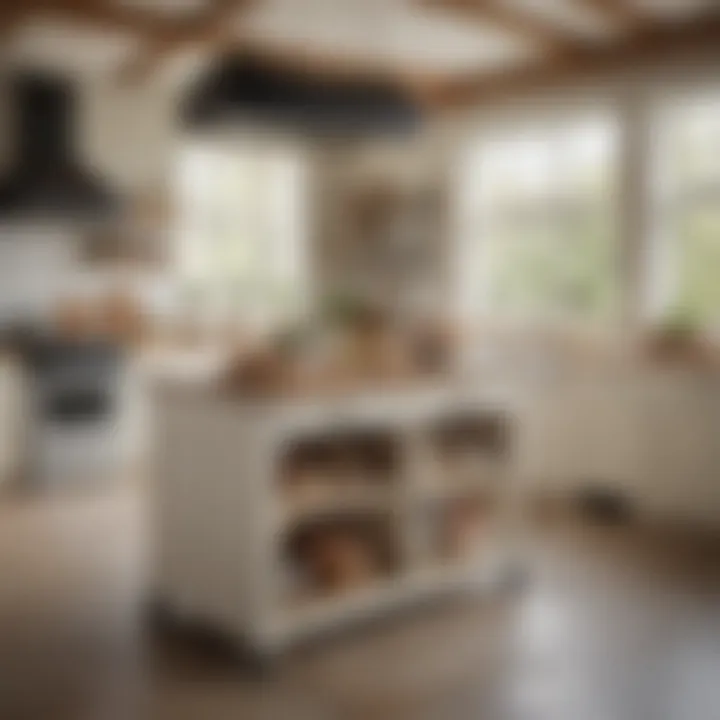 Elegant mini kitchen island in a farmhouse kitchen