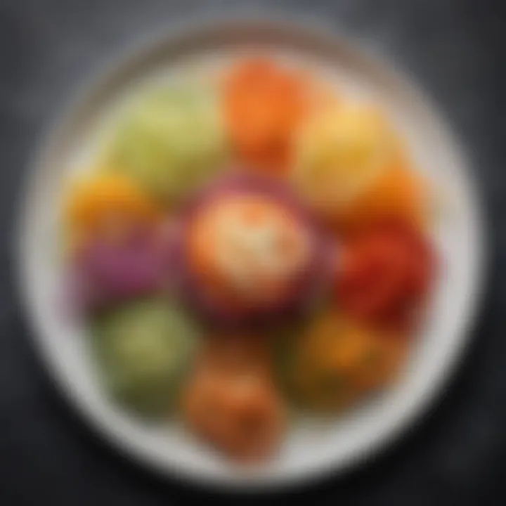 Spiralized vegetables displayed artistically on a plate