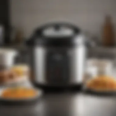 Pressure Cooker Highlighting Safety Features A pressure cooker illustrating its safety features and design.
