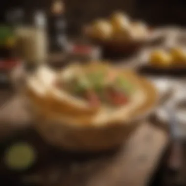 A beautifully presented tortilla basket on a rustic table setting