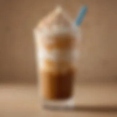 Visual Delight of a French Vanilla Iced Macchiato A beautifully layered French Vanilla Iced Macchiato showcasing its rich colors