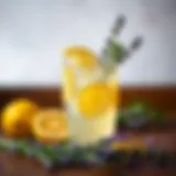 Lavender Lemonade Delight A refreshing glass of lavender lemonade garnished with lavender sprigs and lemon slices