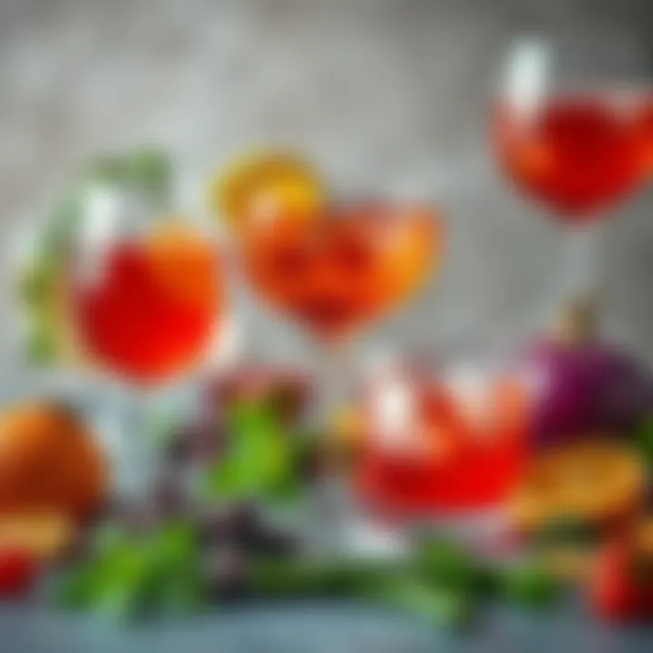 Vibrant Ingredients for Unique Rosé Spritz Variations A vibrant collection of unusual ingredients for crafting unique rosé spritz variations.