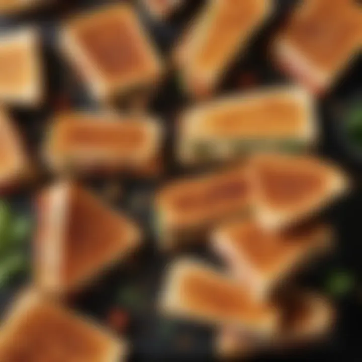 An assortment of toasties showcasing diverse ingredients