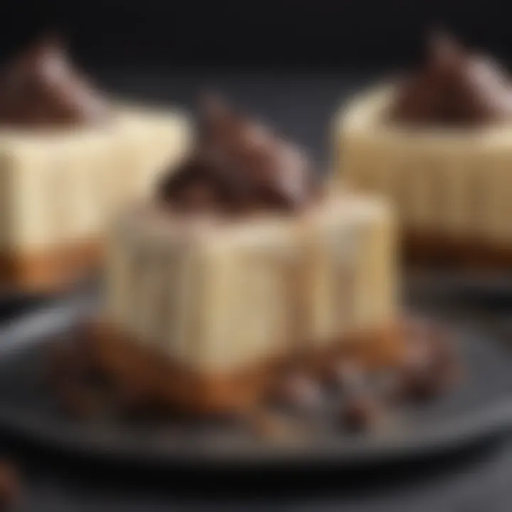 A close-up view of popular keto desserts such as cheesecake and chocolate mousse