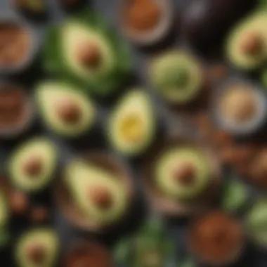 Essential Foods for a Ketogenic Diet A vibrant spread of keto-friendly foods including avocados, nuts, and leafy greens
