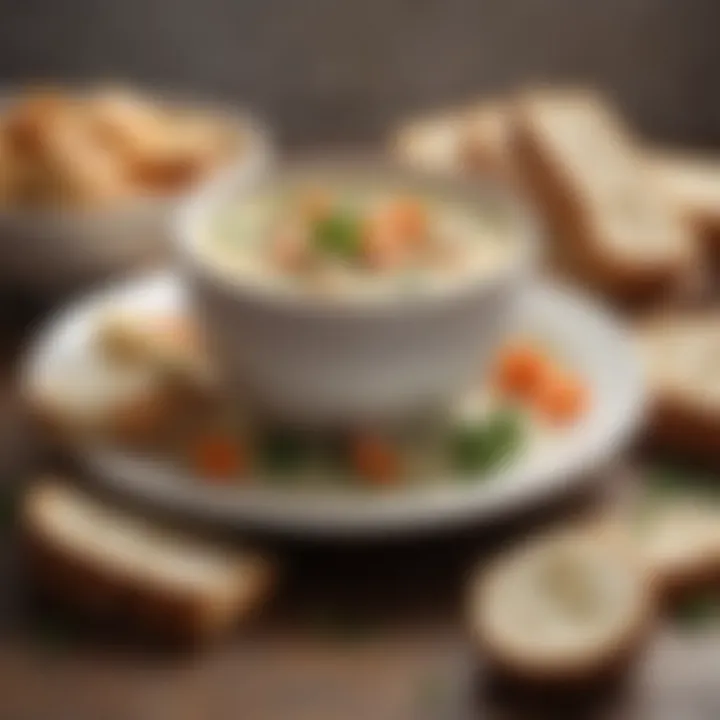 A vibrant bowl of Irish seafood chowder garnished with parsley and served with crusty bread.