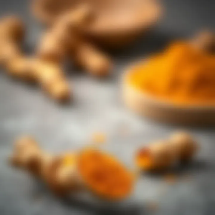 Anti-Inflammatory Benefits of Turmeric An artistic representation of turmeric's anti-inflammatory properties illustrated with skin health imagery