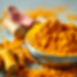 A close-up of turmeric powder showcasing its vibrant color and texture